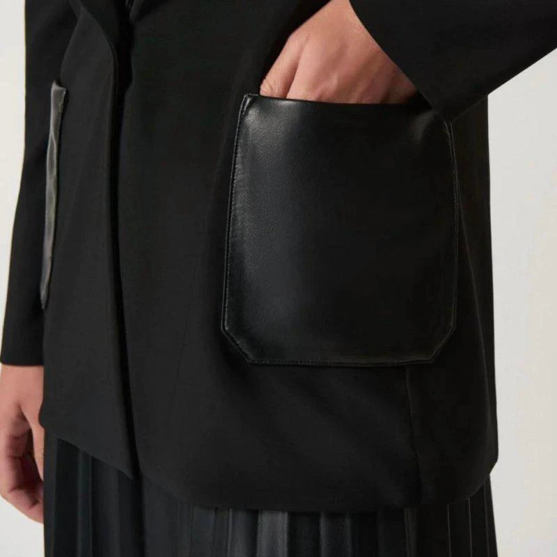 Joseph Ribkoff Black Faux-Leather Pocket Blazer 2