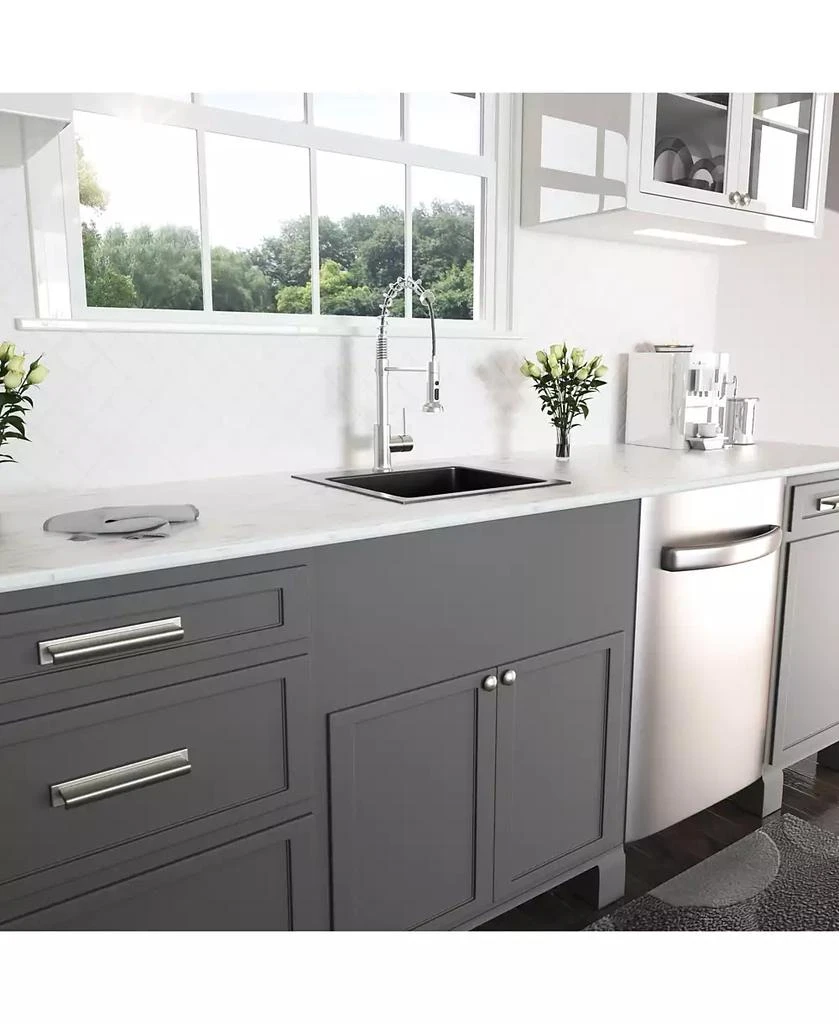 Flynama 15x15x9inch Gunmetal Black Kitchen Sink Drop In Stainless Steel 16 Gauge Deep Single Bowl 4