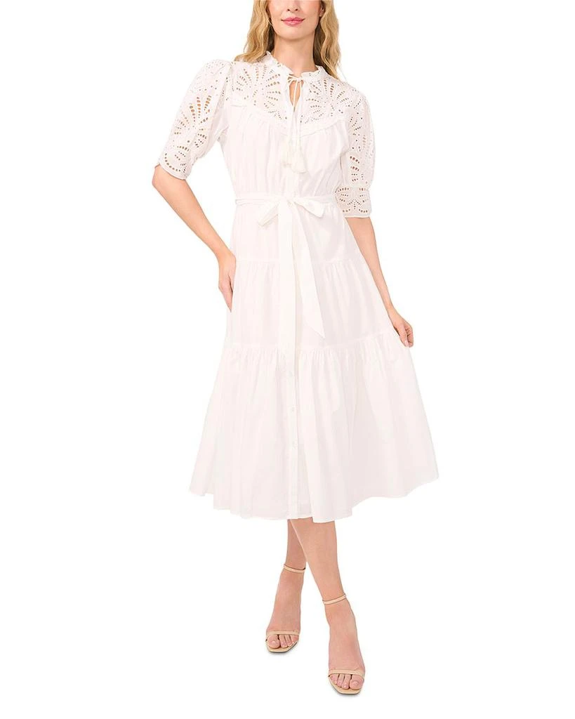 CeCe Eyelet Trim Midi Dress 1