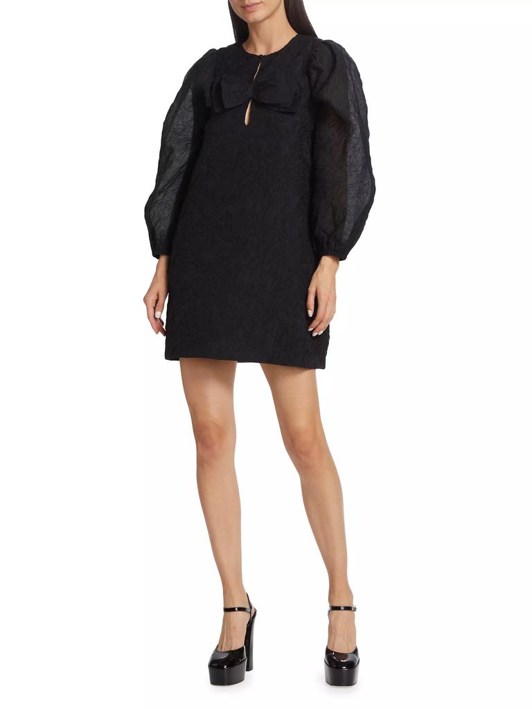 Something Navy Textured Organza Bow Minidress