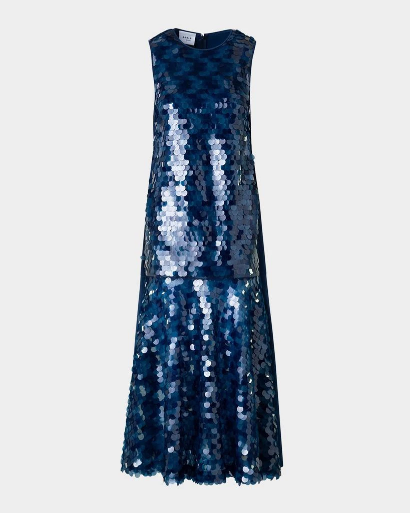 Akris Mix-Media Dot Sequined Flounce Midi Dress 1
