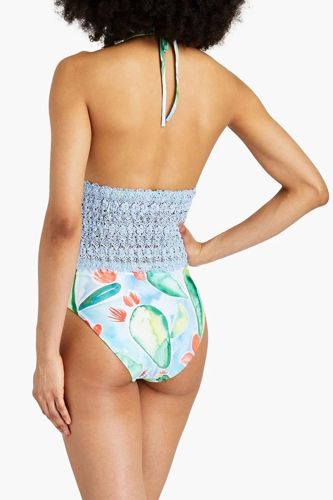 Charo Ruiz Ibiza Gwen crocheted lace-paneled printed halterneck swimsuit 3