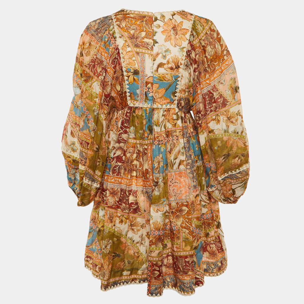 Zimmermann Zimmermann Multicolor Chintz Print Ramie Billow Mini Dress S