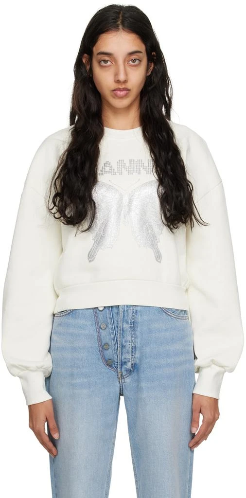 Ganni Off-White Butterfly Sweatshirt 1