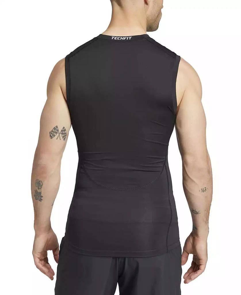Adidas Men's Fitted Crewneck Tech-Fit Sleeveless Compression T-Shirt 2