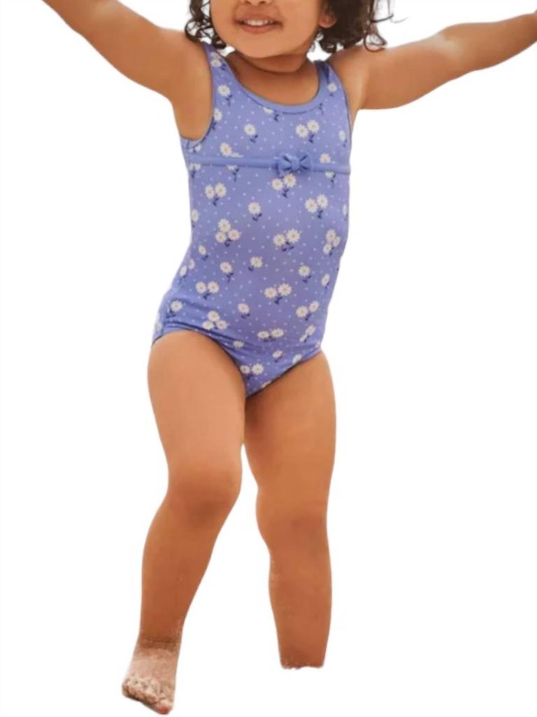 JoJo Maman Bébé Girls Swimsuit In Daisy Blue