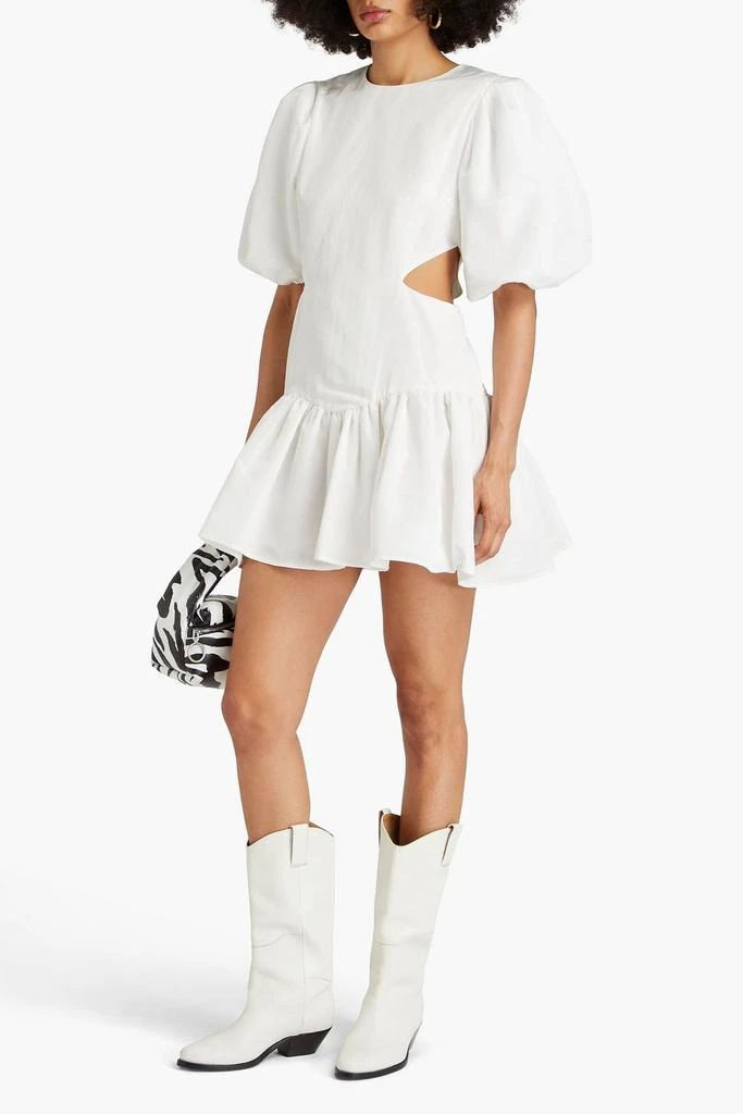 MSGM Cutout gathered shantung mini dress 2