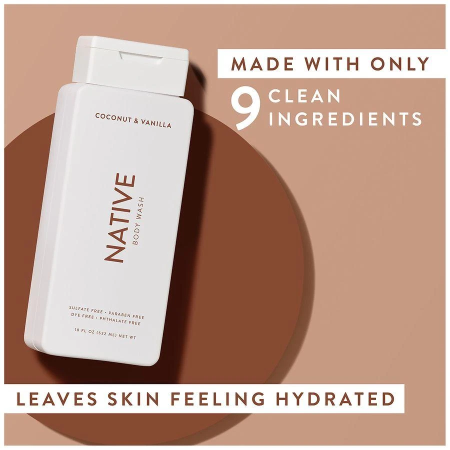 Native Body Wash, Sulfate Free, for Women and Men Coconut & Vanilla 7
