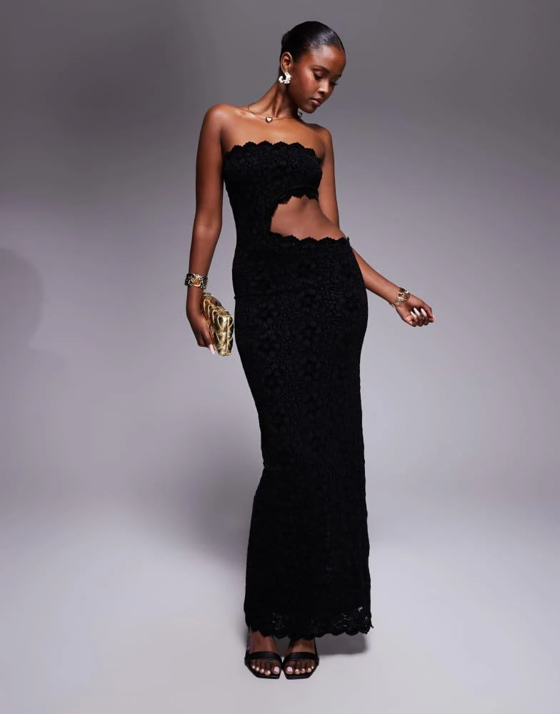 Murci lace bandeau cut out side maxi dress in black  On Sale Now with Up  to 10% Off | Discover Exclusive Deals & Savings at BeyondStyle  Authentic  Murci Home|women with