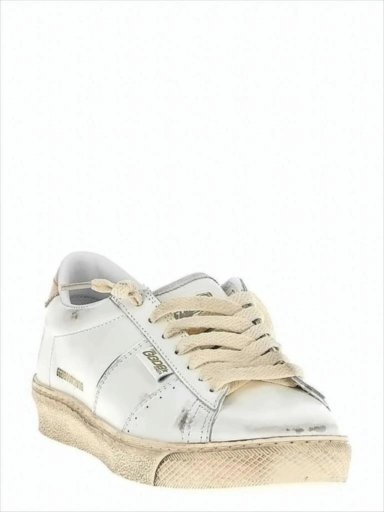 Golden Goose Distressed White Leather Low-Top Sneakers With Vintage Aesthetic 2