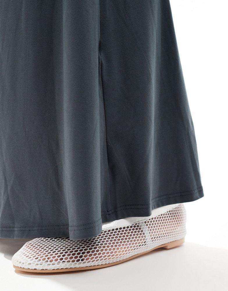 ASOS DESIGN ASOS DESIGN soft slinky fishtail maxi skirt in charcoal in slate grey