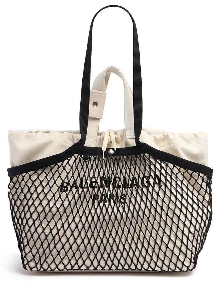 BALENCIAGA Medium 24/7 Canvas & Fishnet Tote Bags