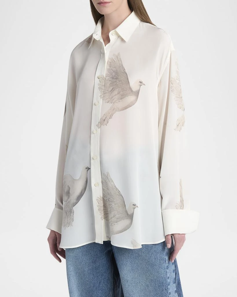 Stella McCartney Bird Print Oversized Silk Top 5