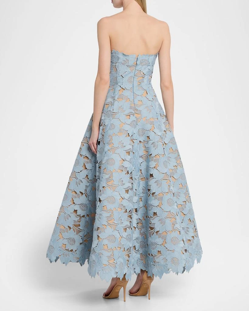 Oscar de la Renta Strapless Peony Guipure Gown 3