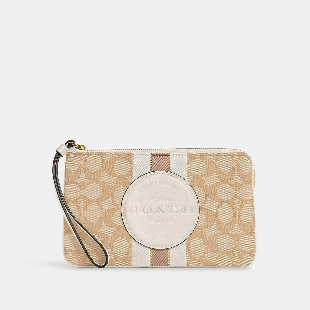 Coach Coach Outlet Dempsey Large Corner Zip Wristlet In Signature Jacquard With Stripe And Coach Patch 8