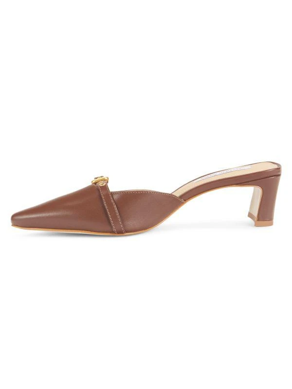 Saks Fifth Avenue 51MM Leather Block Heel Mules 4