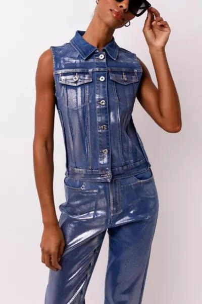 AMY LYNN Amy Lynn Soho Metallic Denim Vest 2