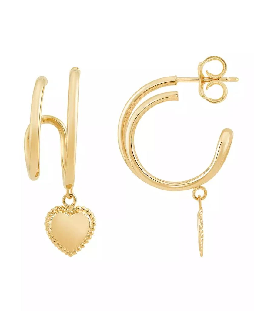 Macy's Double Hoop Heart Earrings in 14K Yellow Gold 3
