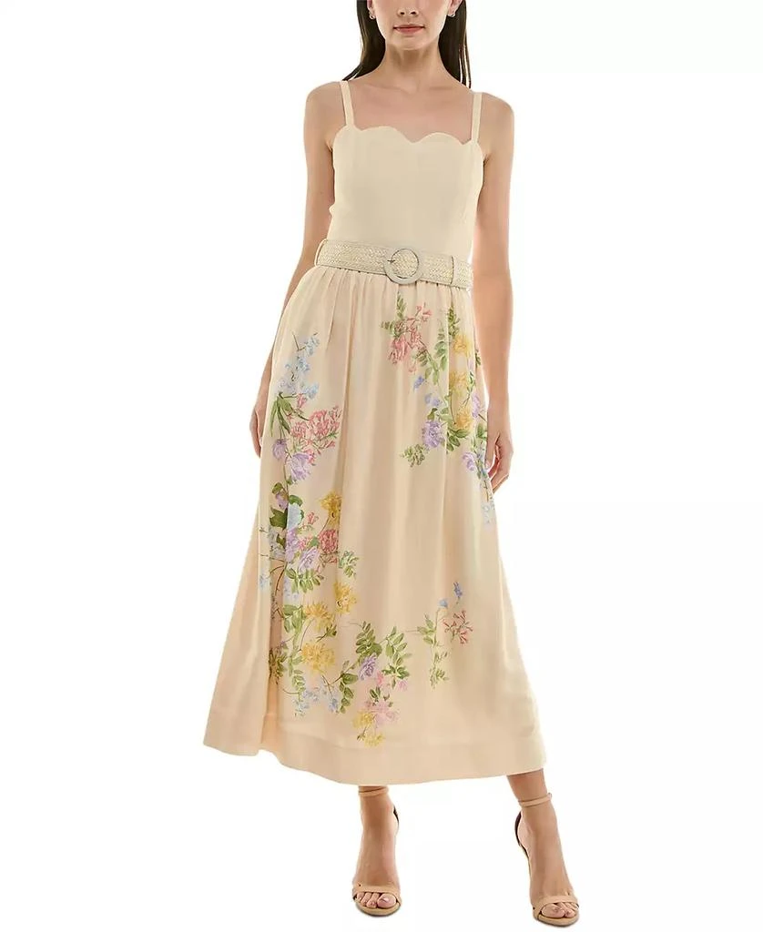 Taylor Petite Floral-Print Belted Midi Dress 1