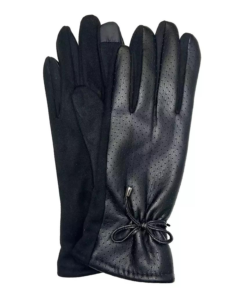 MARCUS ADLER Women's Bow Faux Leather Touchscreen Glove
