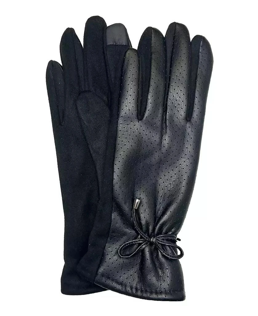 MARCUS ADLER Women's Bow Faux Leather Touchscreen Glove 1