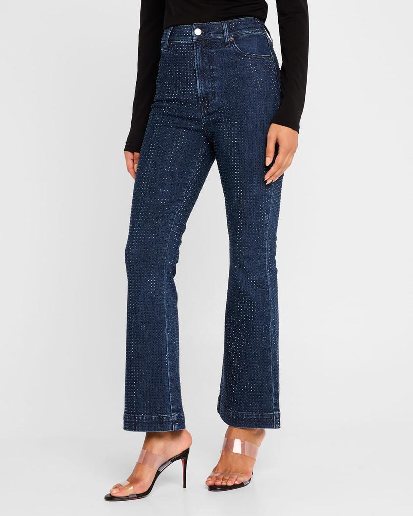 VERONICA BEARD Carson High-Rise Ankle Flare Rhinestone Jeans