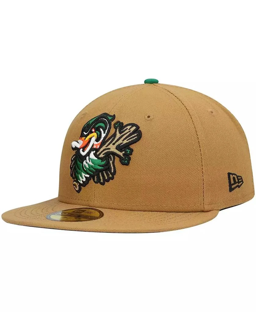 New Era Men's Natural Down East Wood Ducks Authentic Collection Team Alternate 59FIFTY Fitted Hat 1
