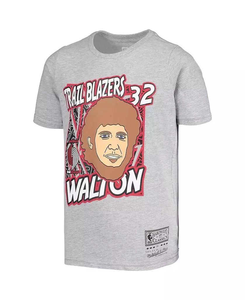 Mitchell & Ness Big Boys Bill Walton Gray Portland Trail Blazers Hardwood Classics King of the Court Player T-shirt 3