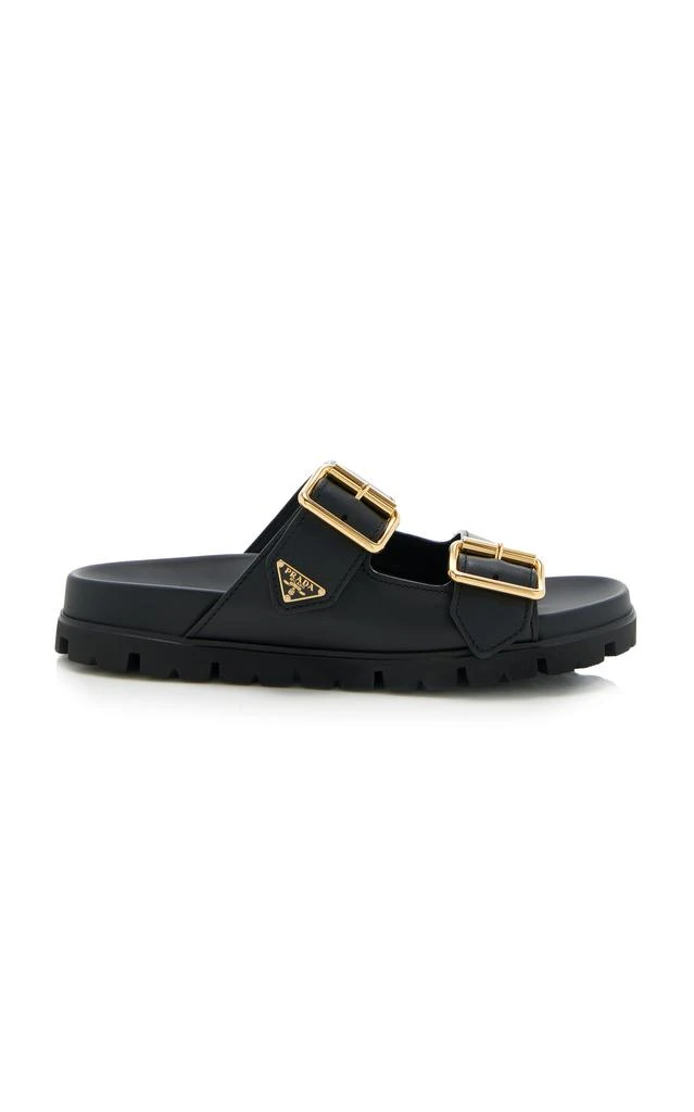 Prada Prada - Buckle-Detailed Leather Slip-On Sandals            - Black - IT 41 - Moda Operandi 1