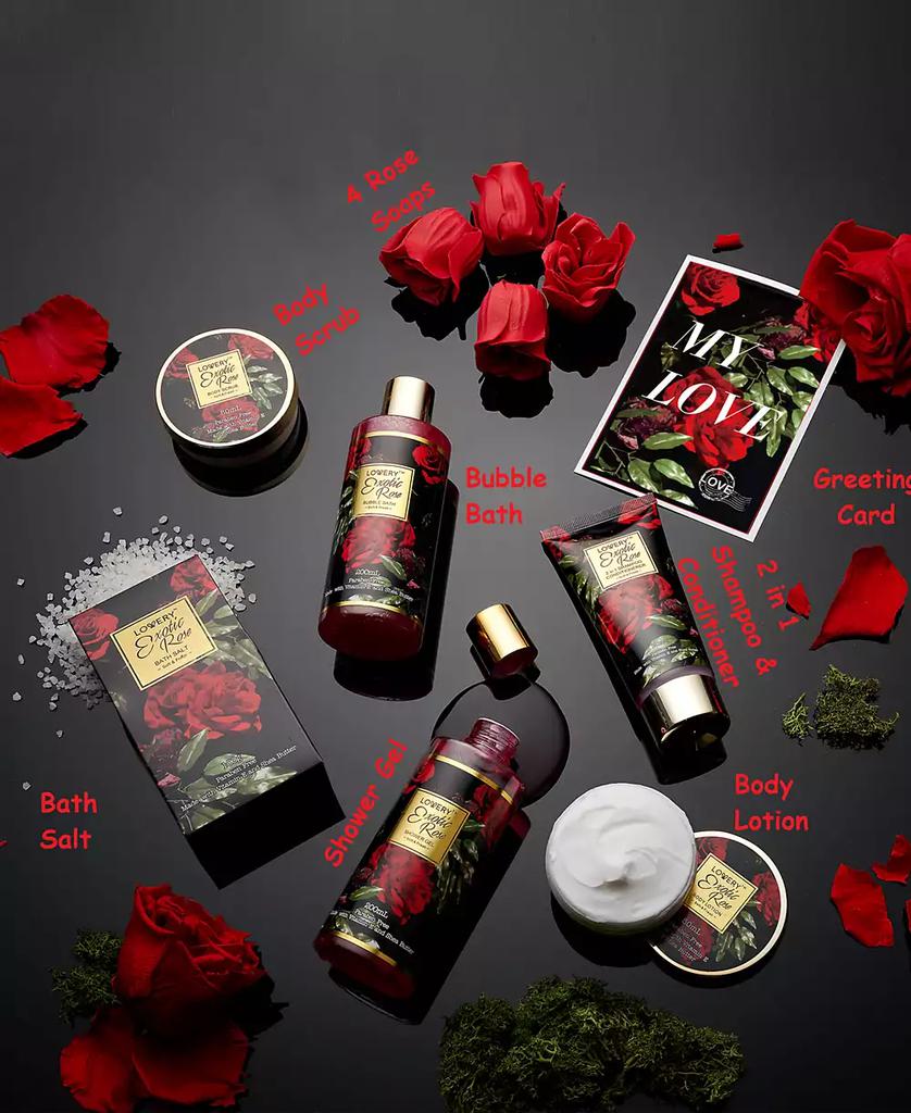 Lovery Exotic Rose Spa Gift Basket, Self Care Gift, Bath and Body Care Gift Set, Relaxing Stress Relief Gift, 13 Piece