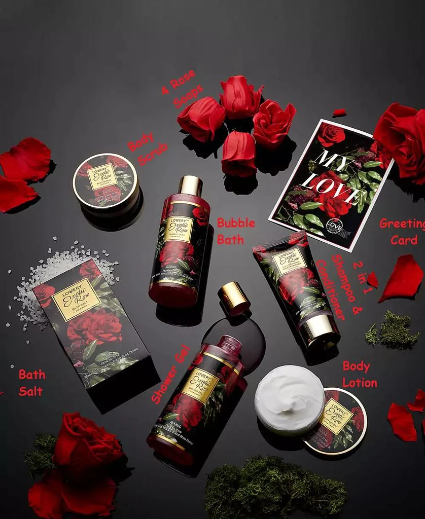 Lovery Exotic Rose Spa Gift Basket, Self Care Gift, Bath and Body Care Gift Set, Relaxing Stress Relief Gift, 13 Piece 2