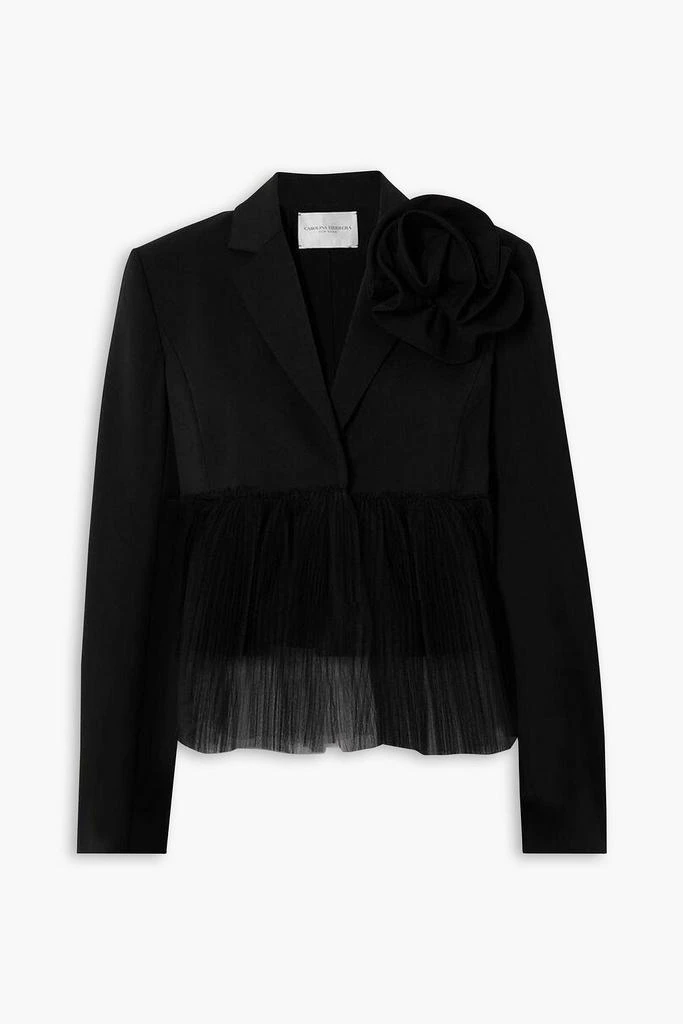 Carolina Herrera Tulle-paneled wool-blend blazer 1