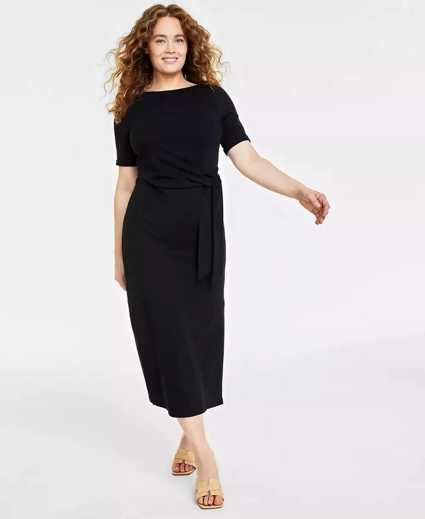 On 34th Women's Crewneck Wrap Tie Dress, Created for Macy's 1