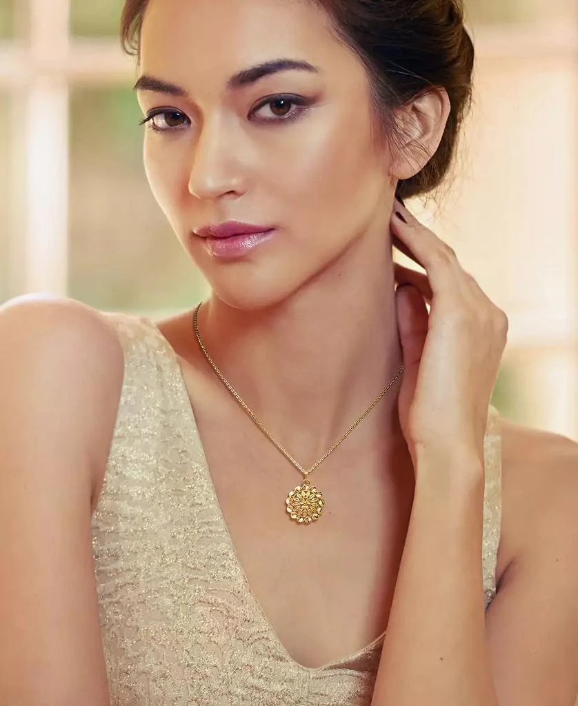 Macy's Flower Cable Chain Pendant Necklace in 24k Yellow Gold 5