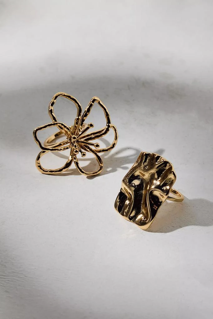 Urban Outfitters Bloom Flower Statement Ring Set