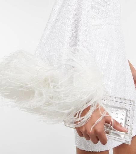 REBECCA VALLANCE Davina feather-trimmed minidress 5