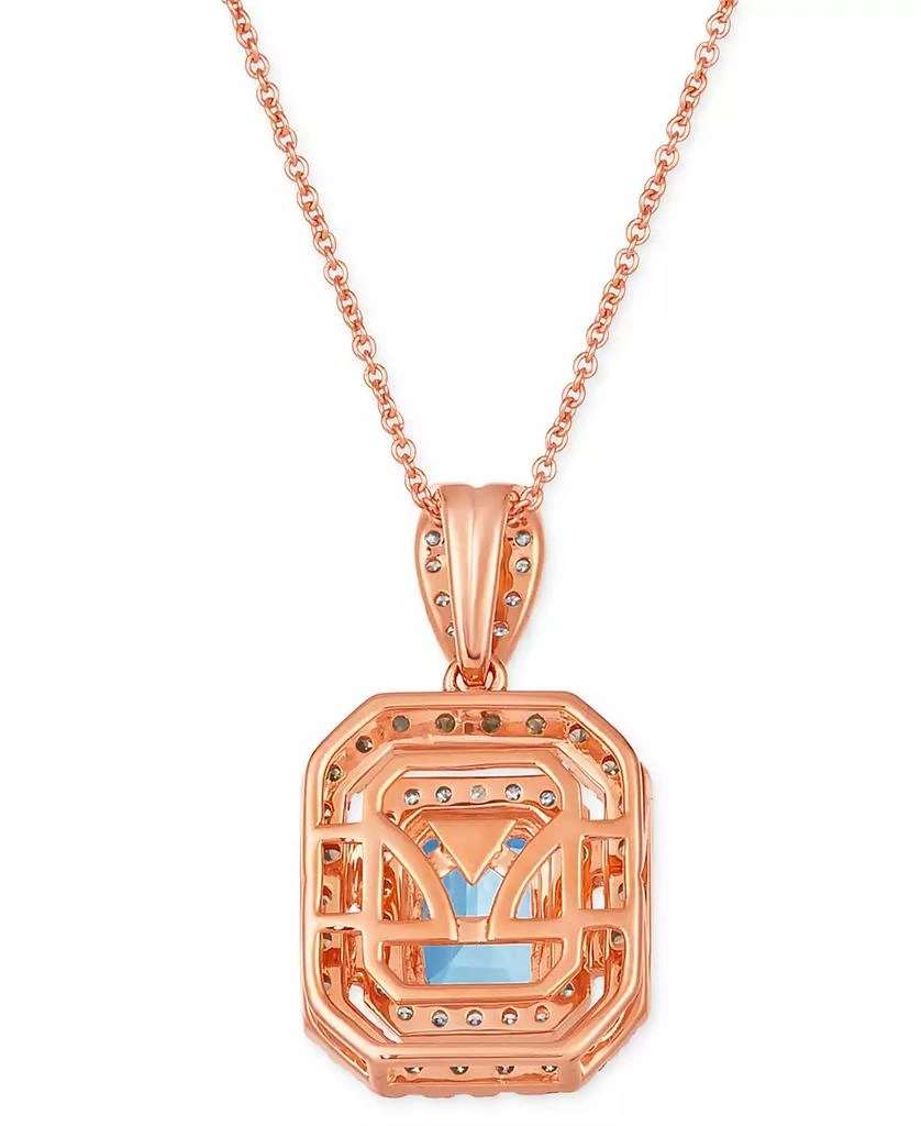 Le Vian Sea Blue Aquamarine (1-1/4 ct. t.w.) & Diamond (7/8 ct. t.w.) Halo 20" Adjustable Pendant Necklace in 14k Rose Gold 3
