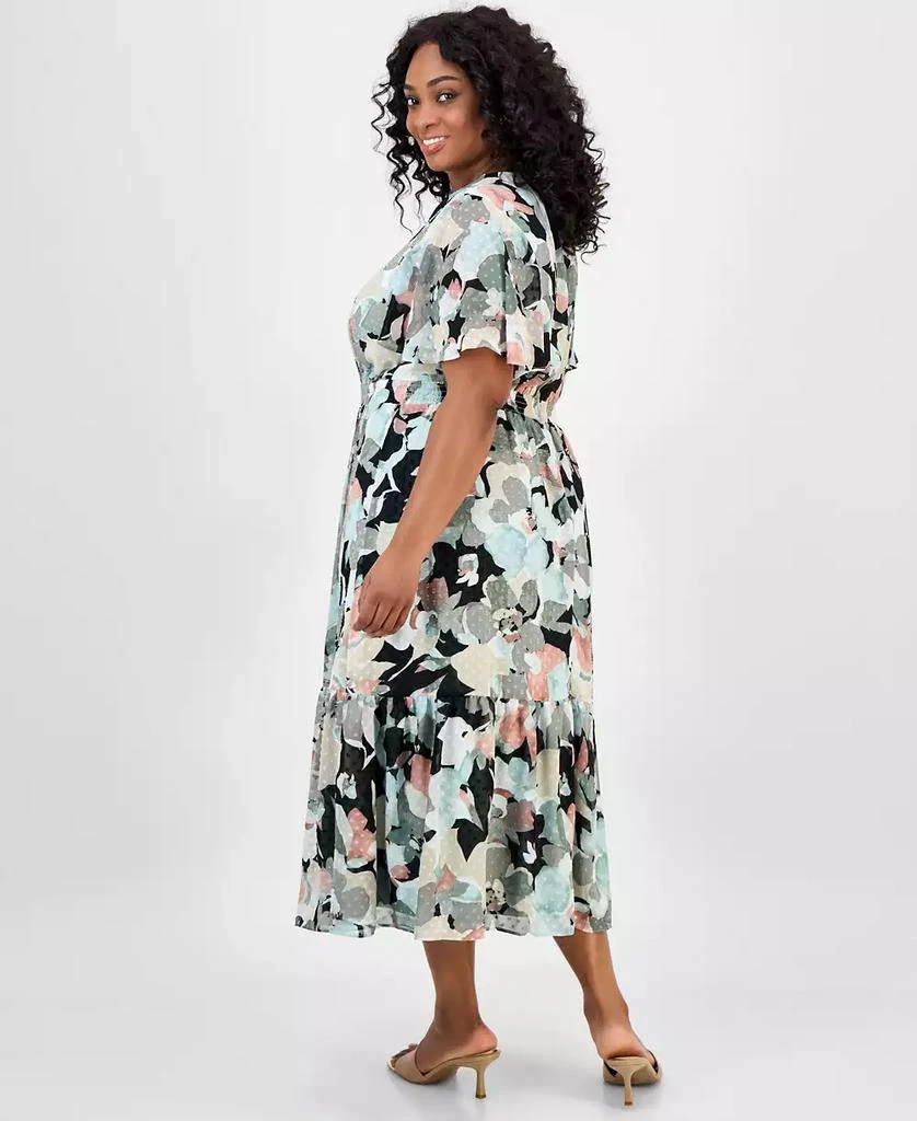 Kasper Plus Size Textured Printed Midi Dress 5