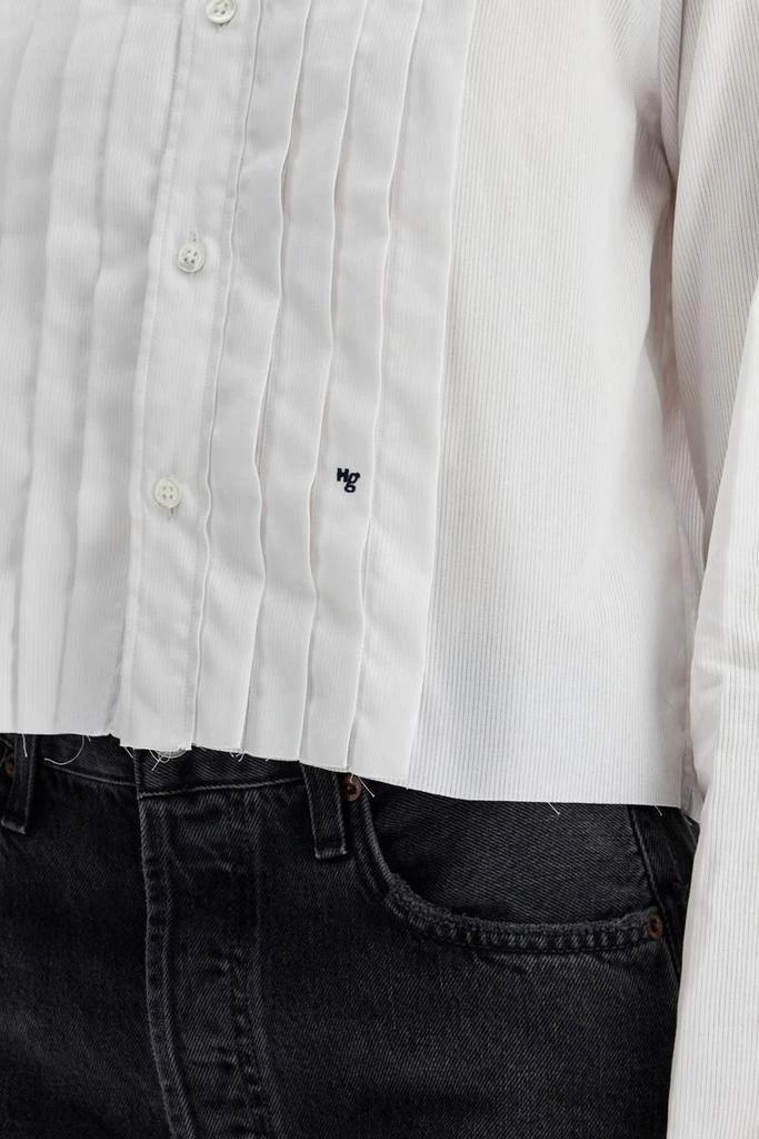 Homme Girls white cropped tuxedo shirt with wide neckline 4