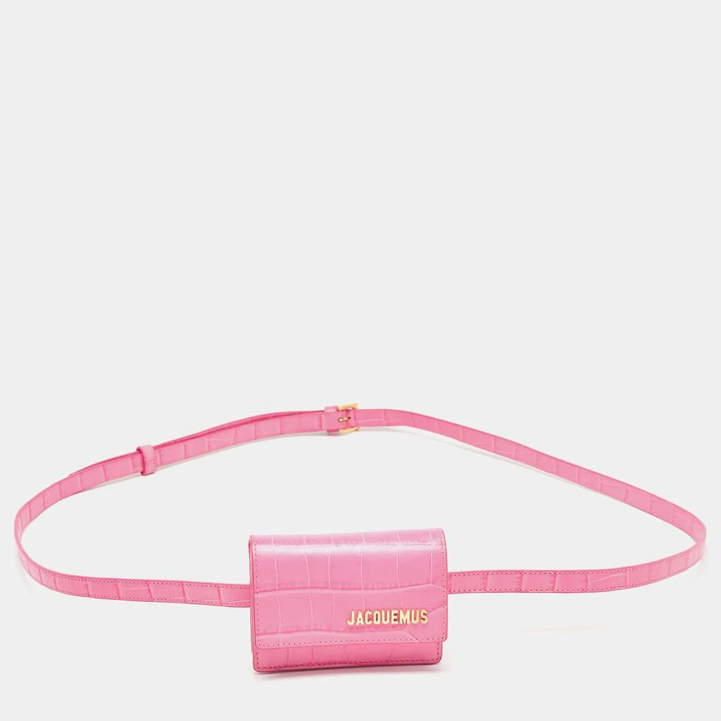 Jacquemus Jacquemus Pink Croc Embossed Leather La Ceinture Bello Double Tour Belt Bag 1