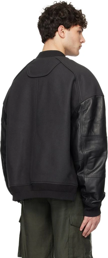 Juun.J Black Varsity Jumper Bomber Jacket 3