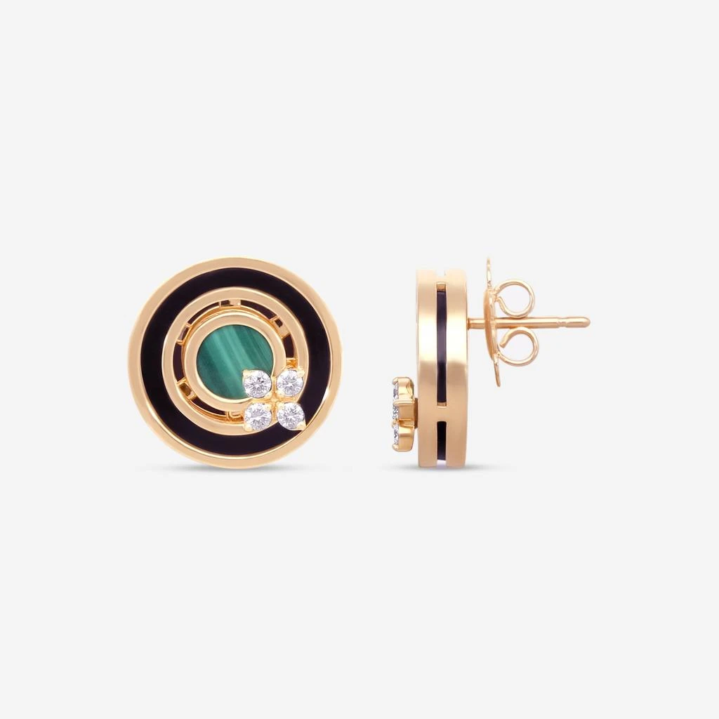 Roberto Coin Roberto Coin Love in Verona 18K Rose Gold Diamond, Black Jade 
Malachite Stud Earrings 8883125AXERX-copy 3