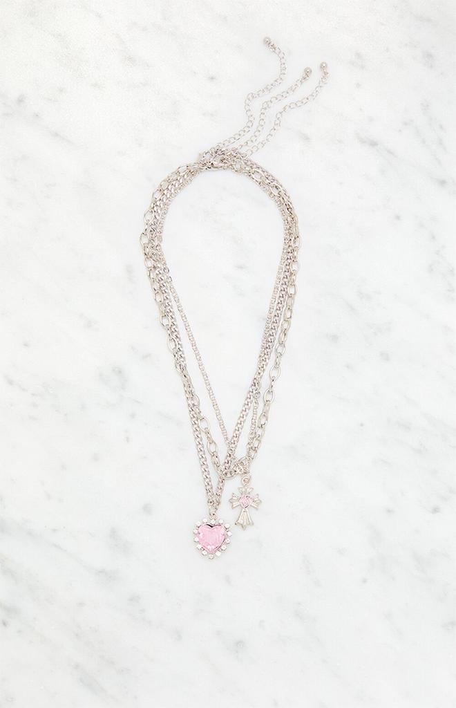 LA Hearts Cross Heart Layered Necklace