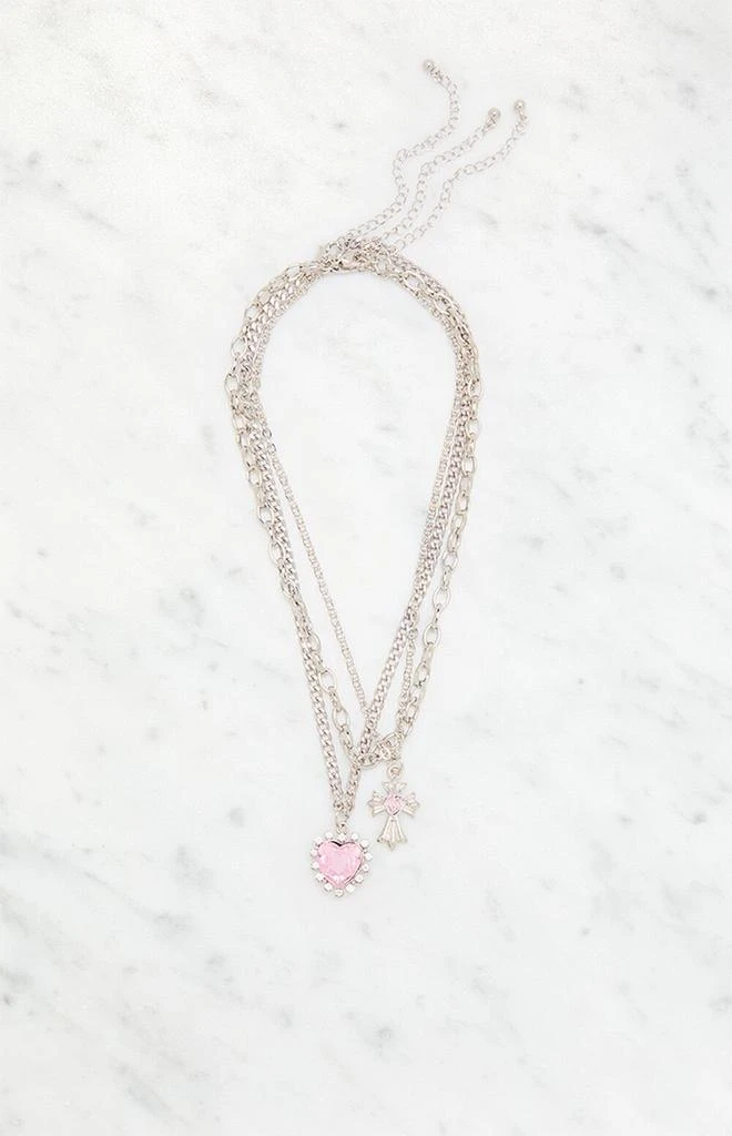 LA Hearts Cross Heart Layered Necklace 1
