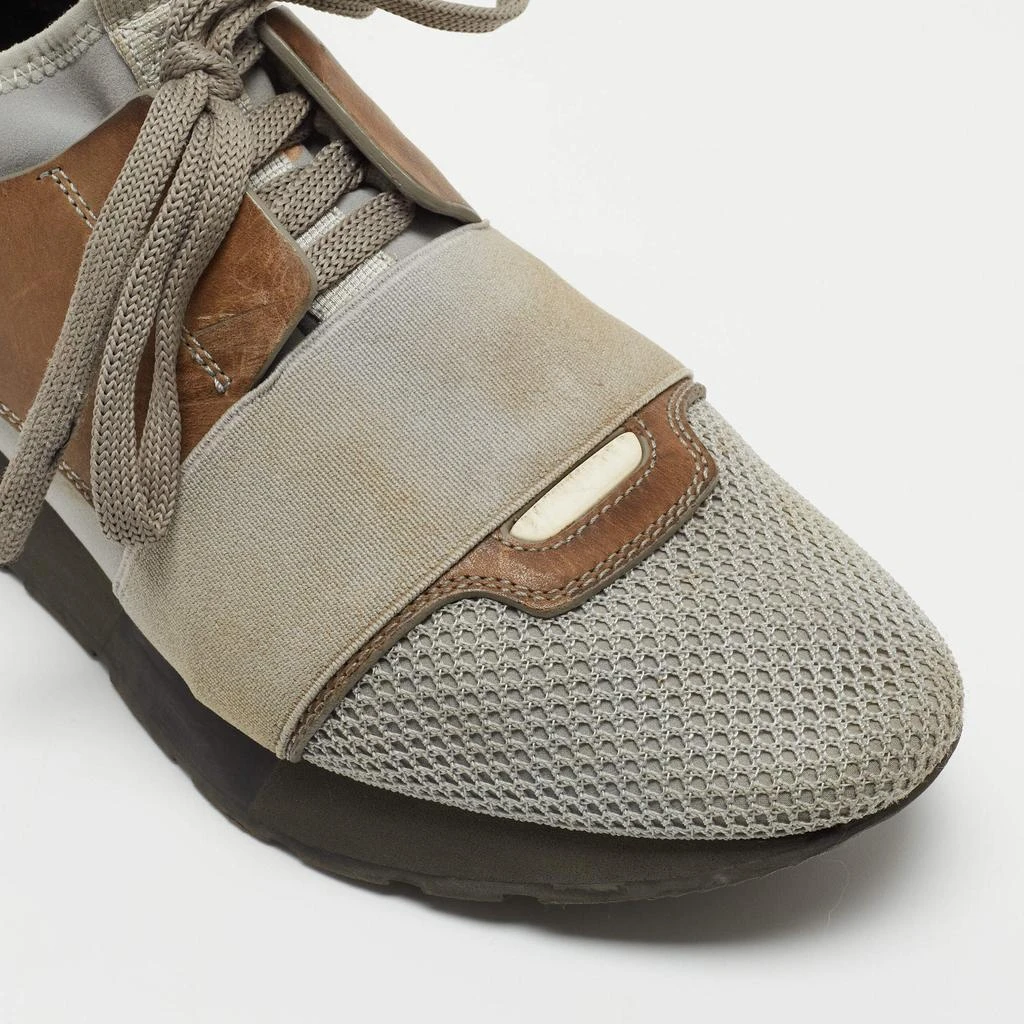 Balenciaga Balenciaga Grey/Brown Leather and Mesh Race Runner Sneakers Size 37 8