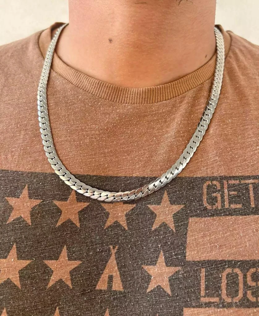 ADORNIA Tarnish Resistant Men
s Silver Flat Curb Chain Necklace 3