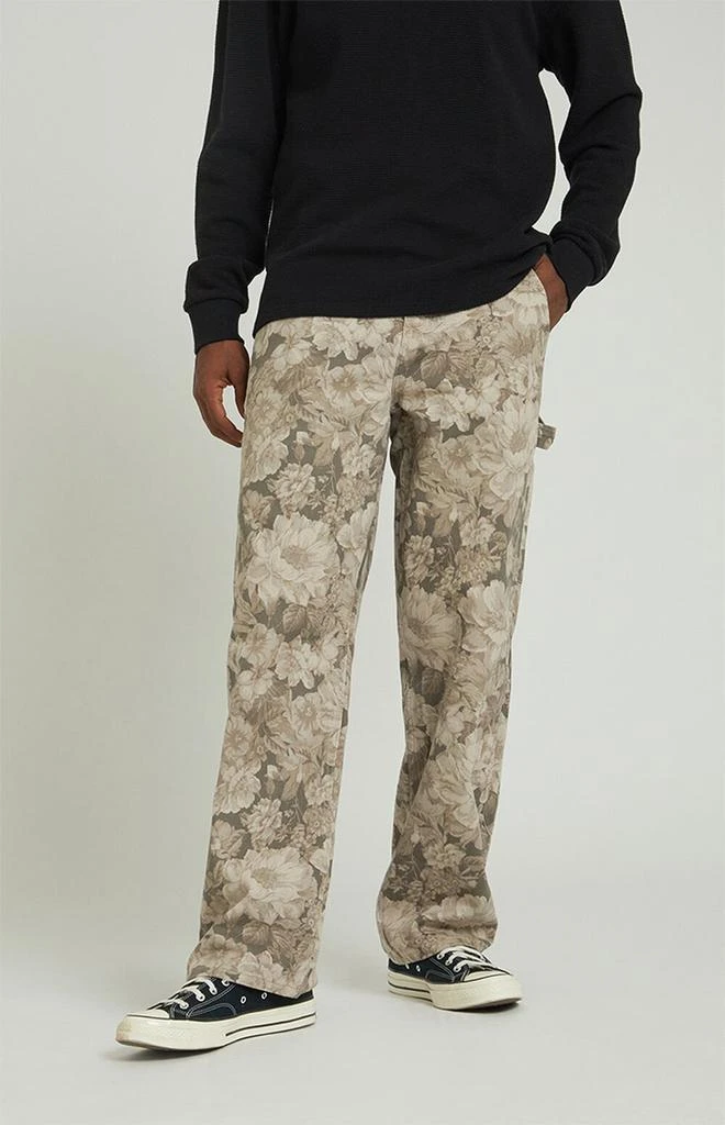 PacSun Dylan Baggy Jeans Carpenter Brown Floral 1