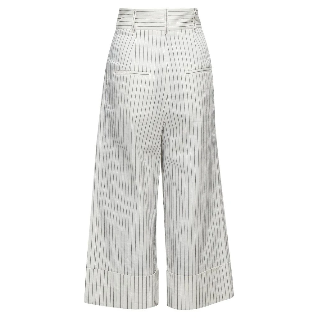 Tibi pinstriped linen pleated wide leg cropped pants 5