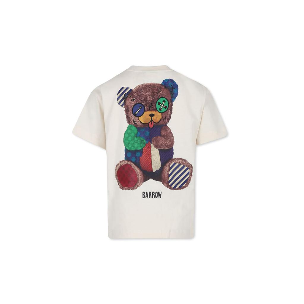 BARROW Ivory T-shirt For Kids With Logo And Bear