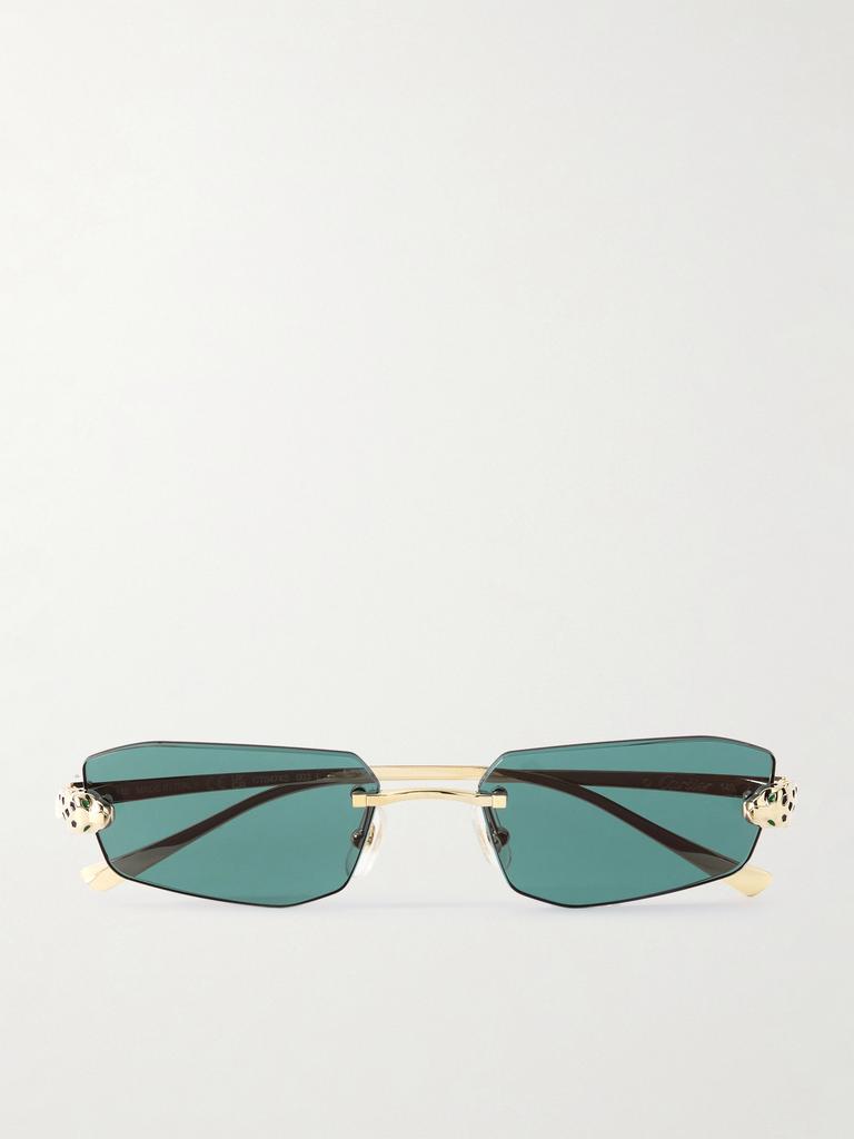 Cartier Eyewear Panthère 无边金色金属长方框太阳镜